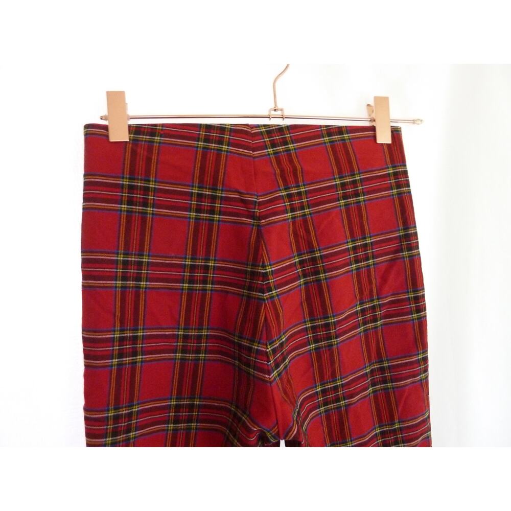 Zara Tartan Plaid Skinny Pants Faux Zipper Front Pockets High Rise Size S - Picture 5 of 6